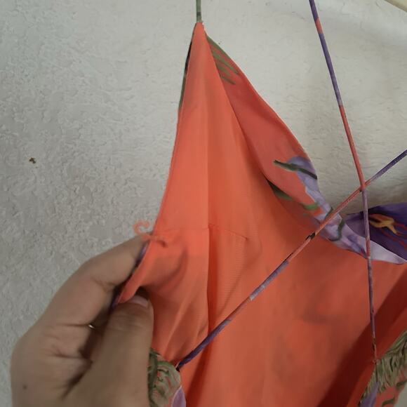 Alice And Olivia Coral Orange Floral Strappy Dress Size 2 - Picture 3 of 7